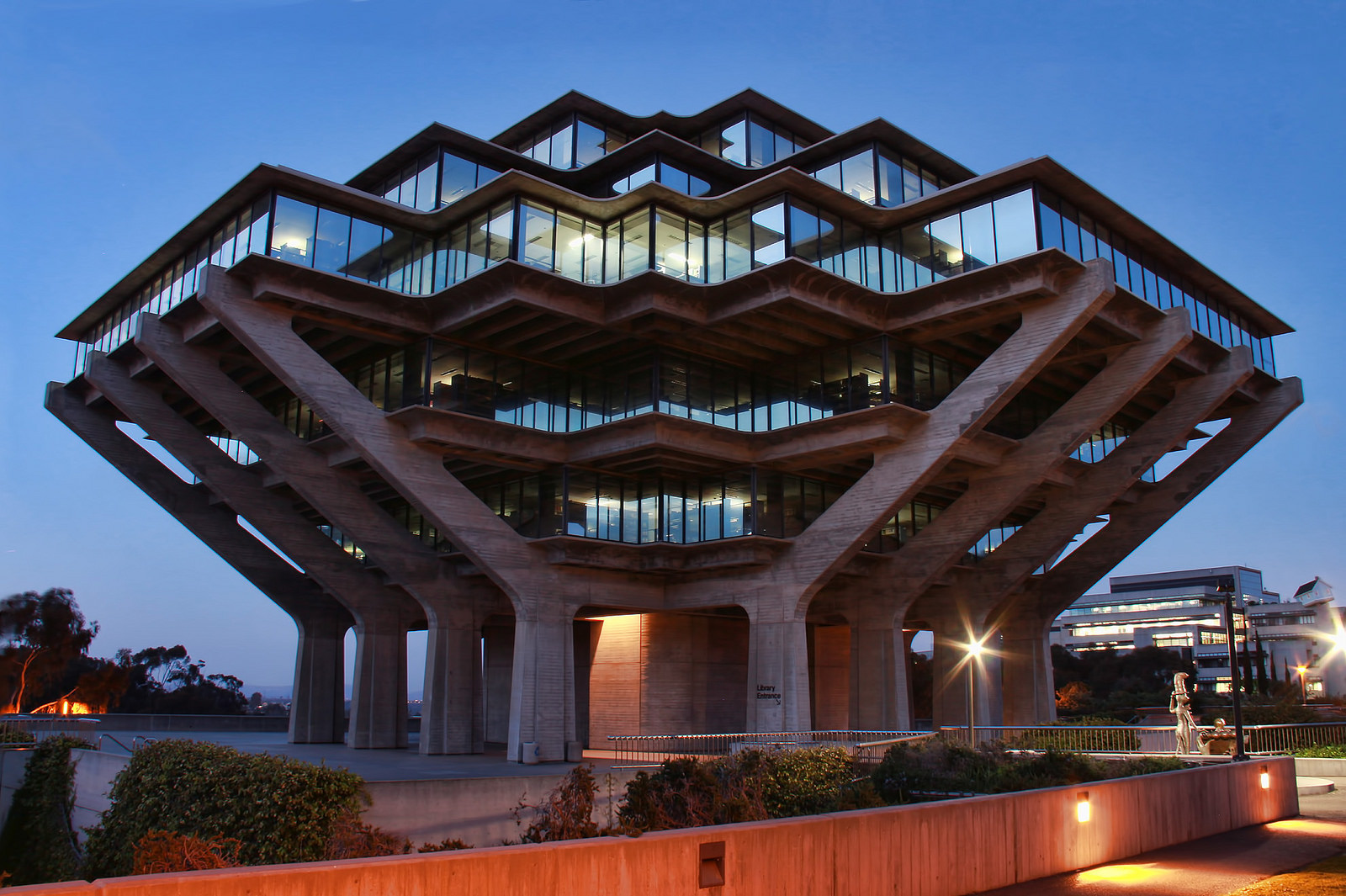 Night View of The Geisel Library, University of California San Diego